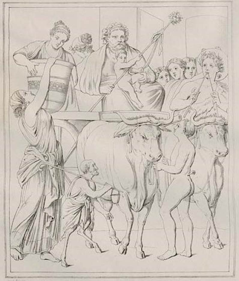 Ix Pompeii Room Drawing Of The Triumph Of Bacchus From